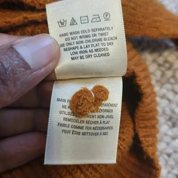 Anthropologie Moth Freeport Rust Orange Front Tie Knot V-Neck Ribbed Sweater(M) - Picture 8 of 8